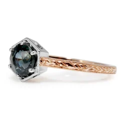 18ct Rose and White Gold Vintage Style Sapphire Ring