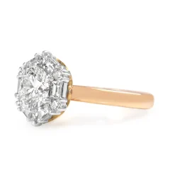 18ct Rose and White Gold Vintage Style Diamond Halo Ring