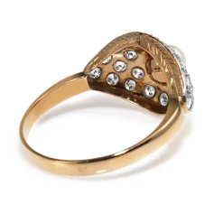 14ct Rose and White Gold Vintage Diamond and Pearl Ring