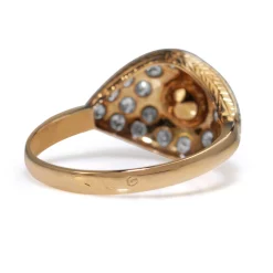 14ct Rose and White Gold Vintage Diamond and Pearl Ring