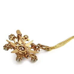 15ct Rose and Yellow Gold Antique Opal and Seed Pearl Brooch / Necklace