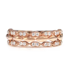 9ct Rose Gold 3 Row Diamond Band