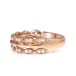 9ct Rose Gold 3 Row Diamond Band