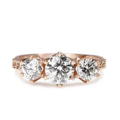 18ct Rose Gold 3 Stone Diamond Ring