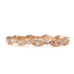 18ct Rose Gold All Round Diamond Vintage Style Band