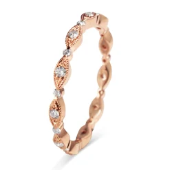 18ct Rose Gold All Round Diamond Vintage Style Band