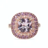 9ct Rose Gold Amethyst and Diamond Halo Ring