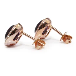 9ct Rose Gold Amethyst and Diamond Halo Stud Earrings