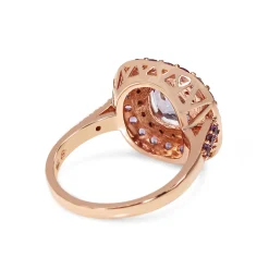9ct Rose Gold Amethyst and Diamond Halo Ring