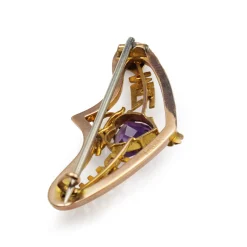 9ct Rose Gold Amethyst MIZPAH Brooch
