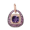 9ct Rose Gold Amethyst, Pink Sapphire and Diamond Pendant