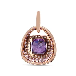 9ct Rose Gold Amethyst, Pink Sapphire and Diamond Pendant