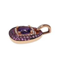 9ct Rose Gold Amethyst, Pink Sapphire and Diamond Pendant