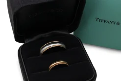 18ct Rose Gold and Platinum Tiffany and Co Mens Band