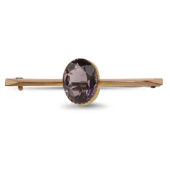 9ct Rose Gold and Silver Amethyst Bar Brooch