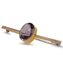 9ct Rose Gold and Silver Amethyst Bar Brooch