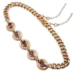 9ct Rose Gold Antique Amethyst and Seed Pearl Bracelet