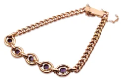 9ct Rose Gold Antique Amethyst and Seed Pearl Bracelet