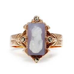9ct Rose Gold Antique Cameo and Marcasite Ring