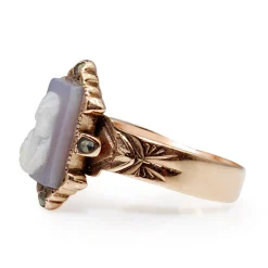 9ct Rose Gold Antique Cameo and Marcasite Ring