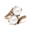 10ct Rose Gold Antique Cultured Pearl 'Moi et Toi' Ring
