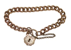 9ct Rose Gold Antique Curb Link Bracelet with Padlock Clasp