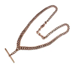 9ct Rose Gold Antique Curb Link Fob Chain