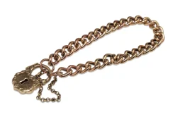 9ct Rose Gold Antique Curb Link Bracelet with Padlock Clasp