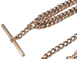 9ct Rose Gold Antique Curb Link Fob Chain