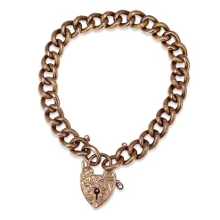 9ct Rose Gold Antique Day and Night Curb Link Bracelet