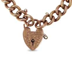 9ct Rose Gold Antique Day and Night Curb Link Bracelet