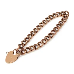 9ct Rose Gold Antique Day and Night Curb Link Bracelet