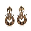9ct Rose Gold Antique Enamel and Pearl Ornate Earrings