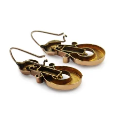 9ct Rose Gold Antique Enamel and Pearl Ornate Earrings