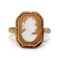 9ct Rose Gold Antique Etched Cameo Ring Circa 1916