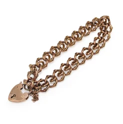 9ct Rose Gold Antique Fancy Link Bracelet with Padlock Clasp