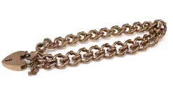 9ct Rose Gold Antique Fancy Link Bracelet with Padlock Clasp