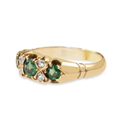 15ct Rose Gold Antique Gilson Emerald and Old Cut Diamond Ring