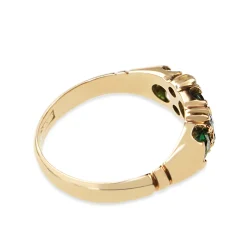 15ct Rose Gold Antique Gilson Emerald and Old Cut Diamond Ring