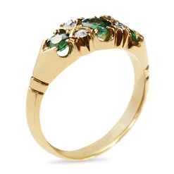 15ct Rose Gold Antique Gilson Emerald and Old Cut Diamond Ring