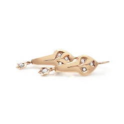 9ct Rose Gold Antique Old Cut Diamond Drop Earrings