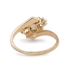 9ct Rose Gold Antique Old Cut Diamond and Opal Ring