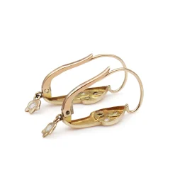 9ct Rose Gold Antique Old Cut Diamond Drop Earrings