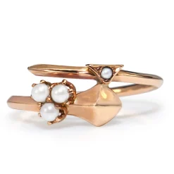 15ct Rose Gold Antique Pearl Snake Style Ring