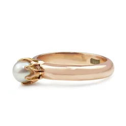 9ct Rose Gold Antique Pearl Solitaire Ring