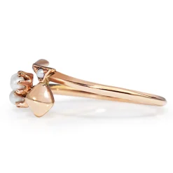 15ct Rose Gold Antique Pearl Snake Style Ring