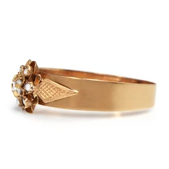 15ct Rose Gold Antique Pearl and Old Cut Diamond Ring
