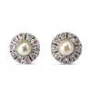14ct Rose Gold Antique Rose Cut Diamond and Pearl Earrings