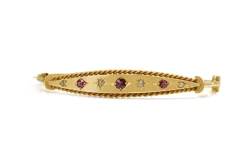 9ct Rose Gold Antique Ruby and Old Cut Diamond Bangle