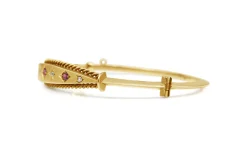 9ct Rose Gold Antique Ruby and Old Cut Diamond Bangle